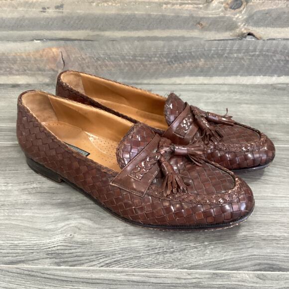 Pelle Line Tassled Woven Loafer Size 11M Leather Slip On Dress Shoe Brown Spain main image 5